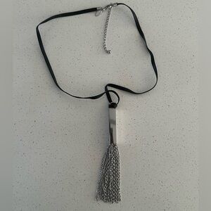 Chico's Black and Silver Tassel Necklace